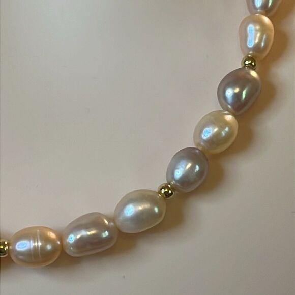 Stunning Multi Color Pearl Strand Necklace 14kyg/SS Clasp - Picture 3 of 13